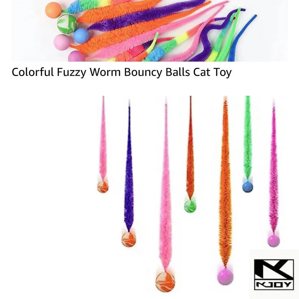 Kkjoy Pet Interactive Cat Toy Color Caterpillar Elastic Bouncing Ball Indoor Teasing Puzzle Supplies