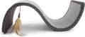 Scratch Scroll Sisal & Carpet Curled Cat Scratcher for Indoor Cats & Kittens, Features Feather Toy for Play, Looped Carpet Material, Gray