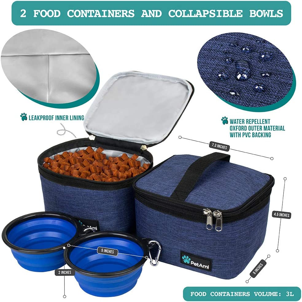 Dog Travel Bag Organizer, Pet Supplies Diaper Tote, Navy Blue Medium