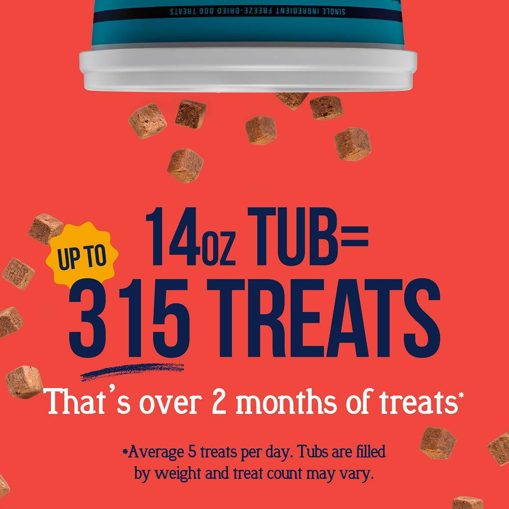 Freeze Dried Dog Treats, 100% Beef Liver, 14 Oz Tub