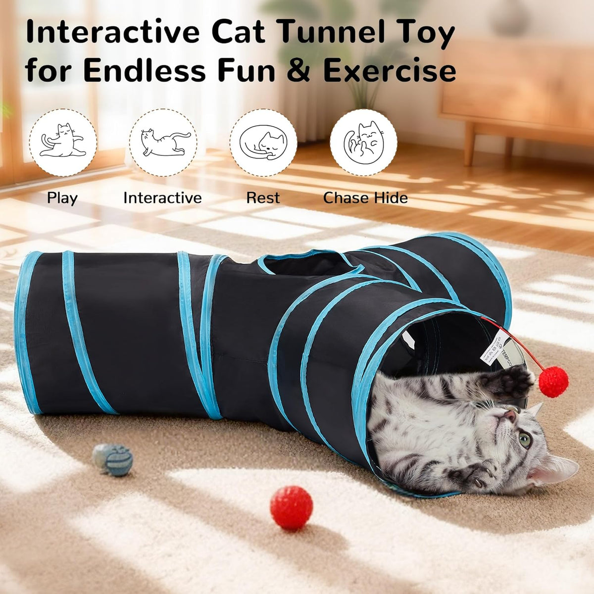Pet Tunnel Tube Cat Toys, Cat Tunnels for Indoor Cats