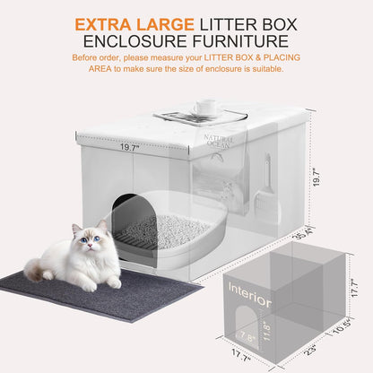 Cat Litter Box Enclosure Furniture Odor Control, Extra Large