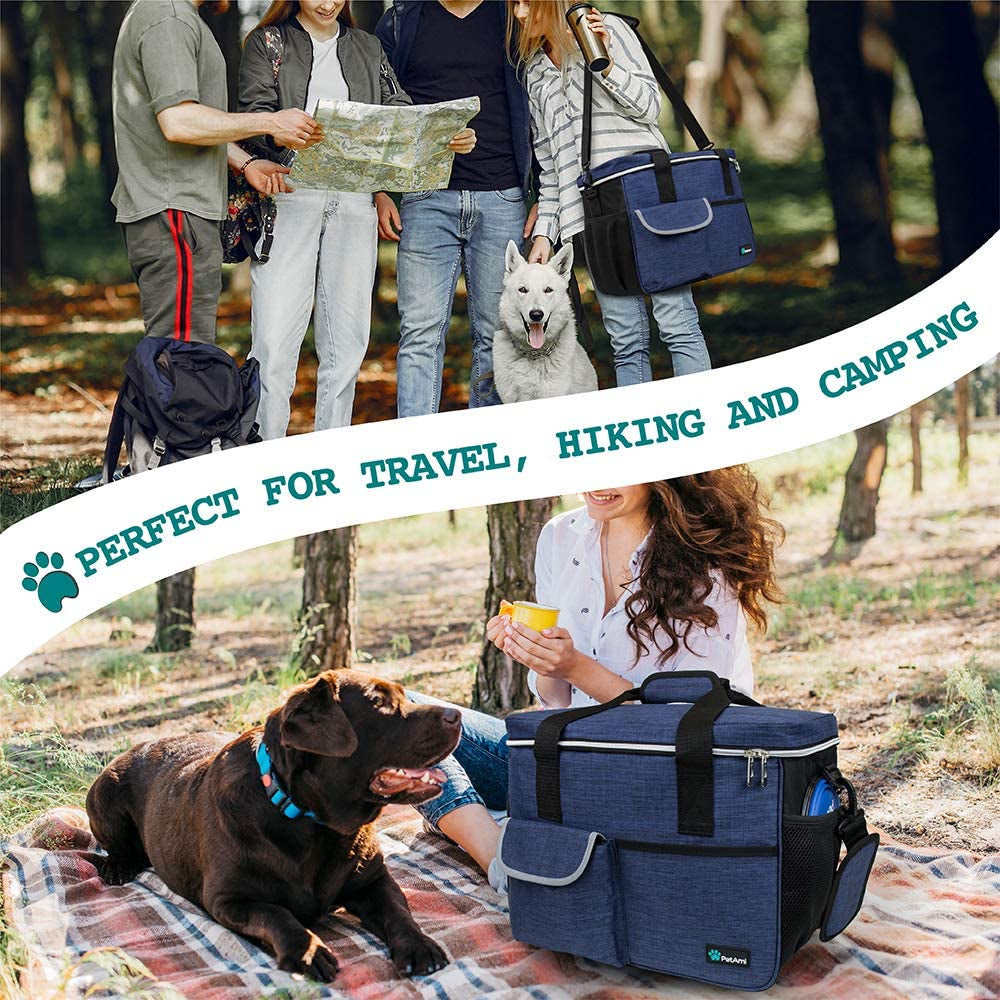 Dog Travel Bag Organizer, Pet Supplies Diaper Tote, Navy Blue Medium