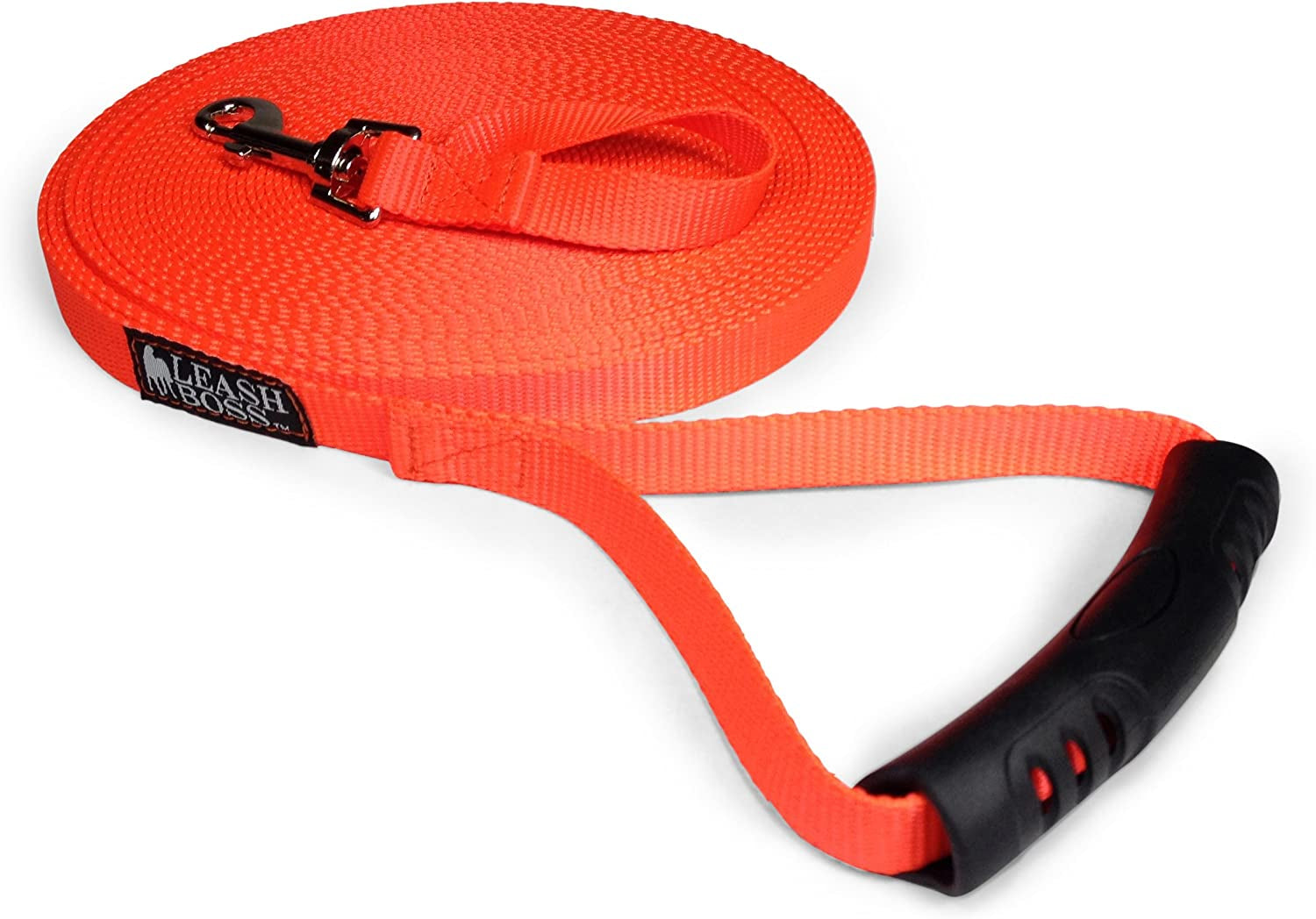 Free Range - 3/4 Inch Nylon Training Leash - for Large and Medium Dogs - Long Lead with Handle - Great for Training, Play, Camping, or Backyard (50 Ft, Orange)