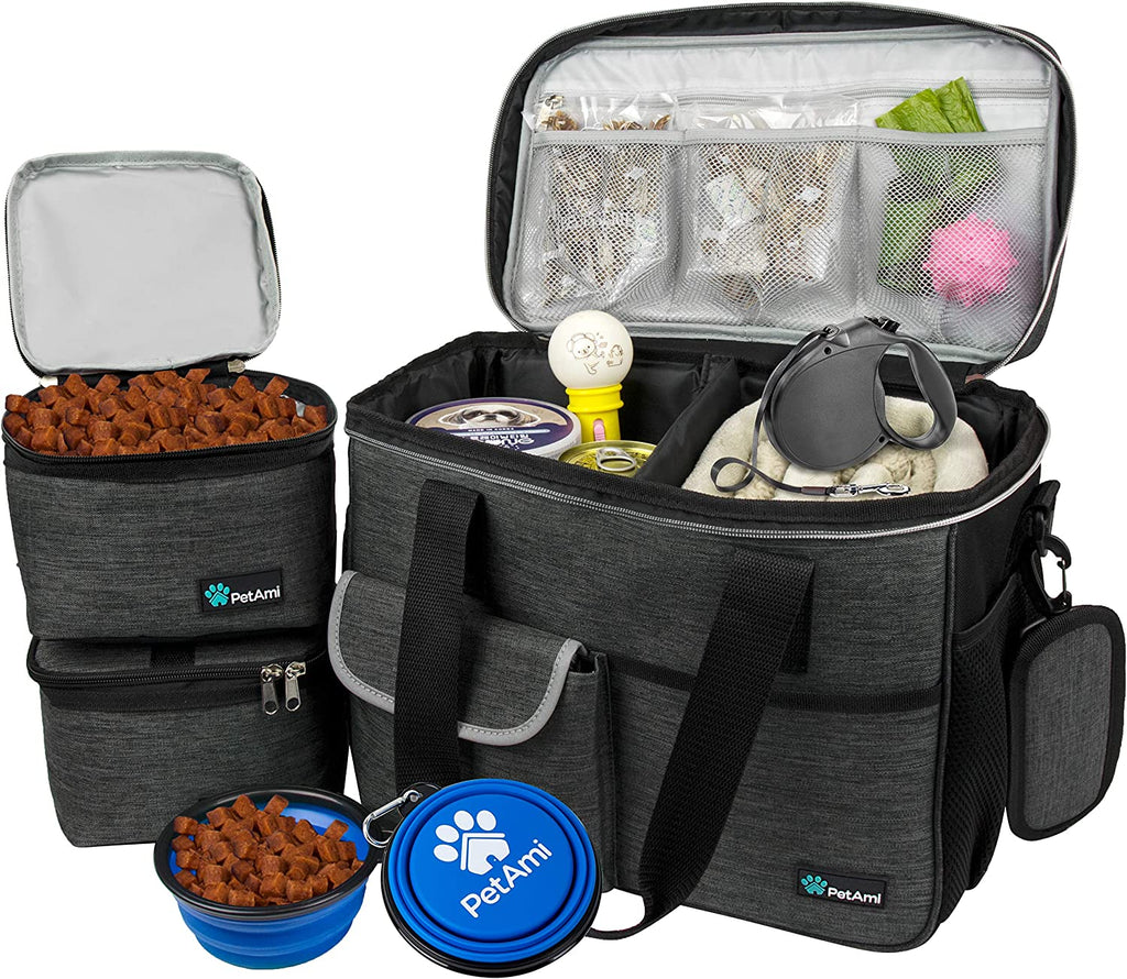 Dog Travel Bag Organizer, Pet Supplies Diaper Tote, Dark Gray Medium