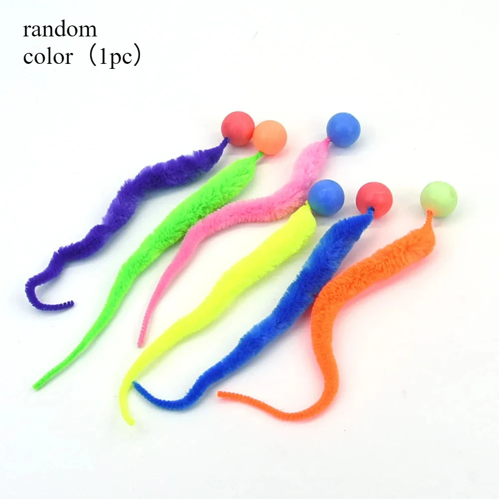 Kkjoy Pet Interactive Cat Toy Color Caterpillar Elastic Bouncing Ball Indoor Teasing Puzzle Supplies