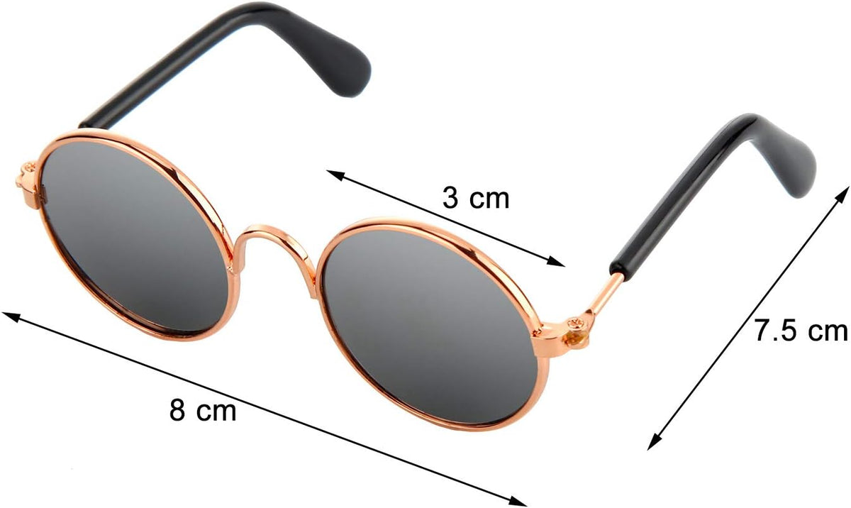 10Pcs Cat Dog Sunglasses Funny Pet Glasses round Metal, Mixed Color
