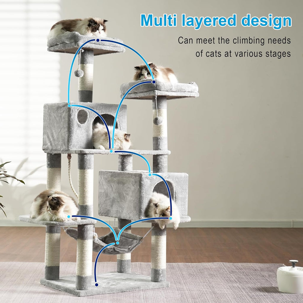 Cat Tree Tower with Sisal Scratching Posts, Big Condo, MPJ020W