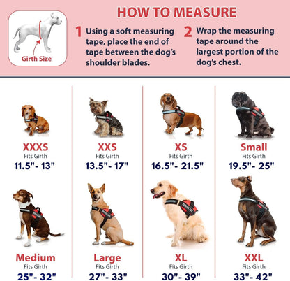 Service Dog Vest with Handle, No Pull Dog Harness for Large Dogs, Reflective Straps, Removable Patches Training Vest (Small - Large Breeds)