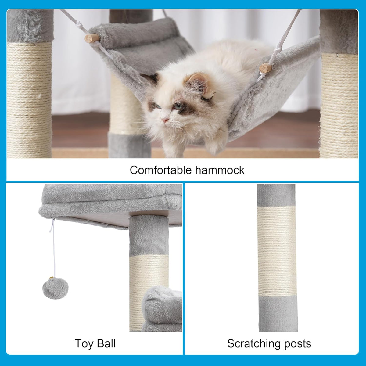 Cat Tree Tower with Sisal Scratching Posts, Big Condo, MPJ020W
