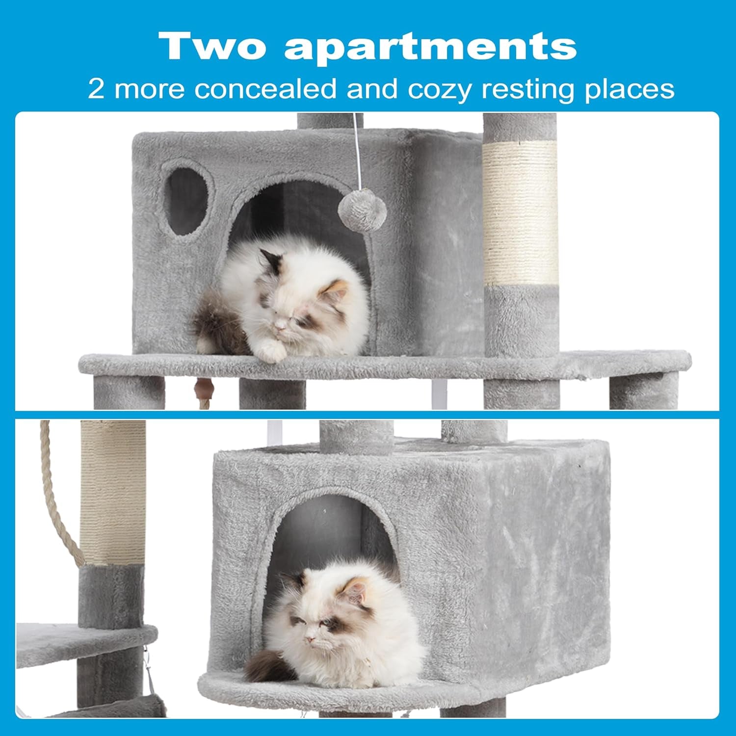 Cat Tree Tower with Sisal Scratching Posts, Big Condo, MPJ020W