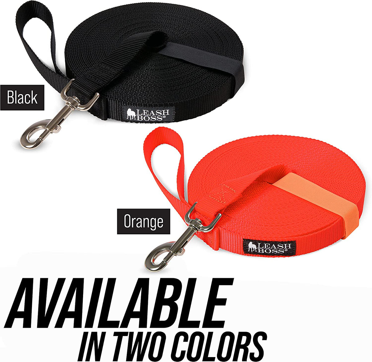 Free Range - 3/4 Inch Nylon Training Leash - for Large and Medium Dogs - Long Lead with Handle - Great for Training, Play, Camping, or Backyard (50 Ft, Orange)