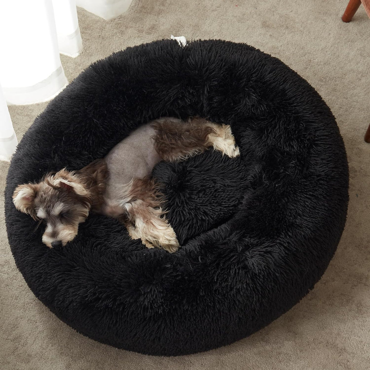 Western Home Calming Donut Cat Bed Small Dog Bed Washable,20" Black