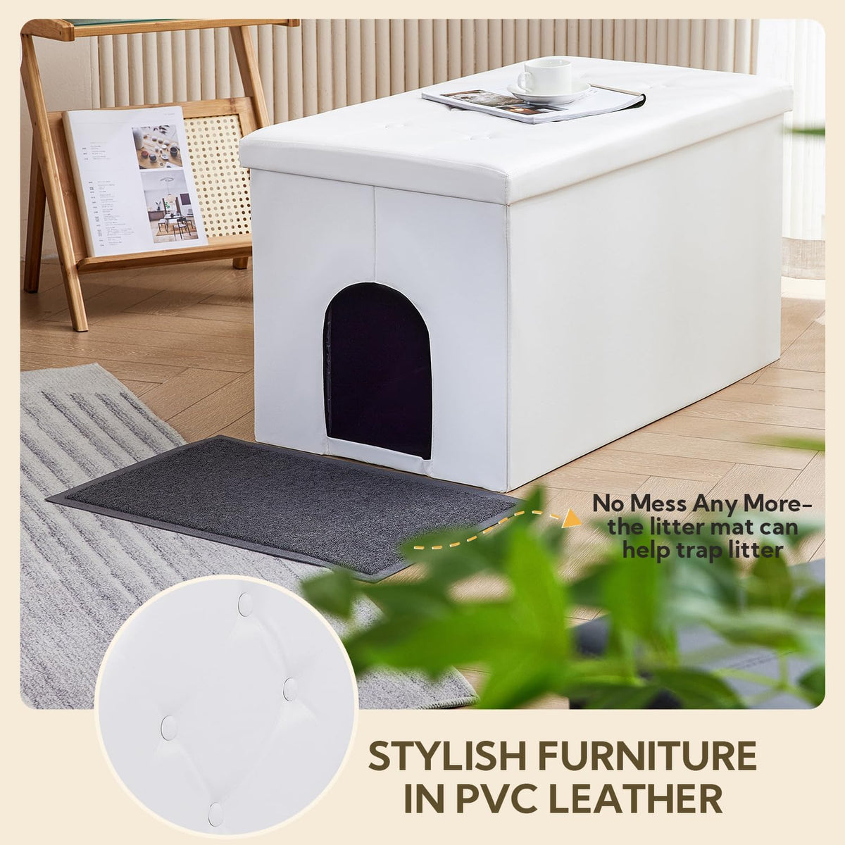 Cat Litter Box Enclosure Furniture Odor Control, Extra Large
