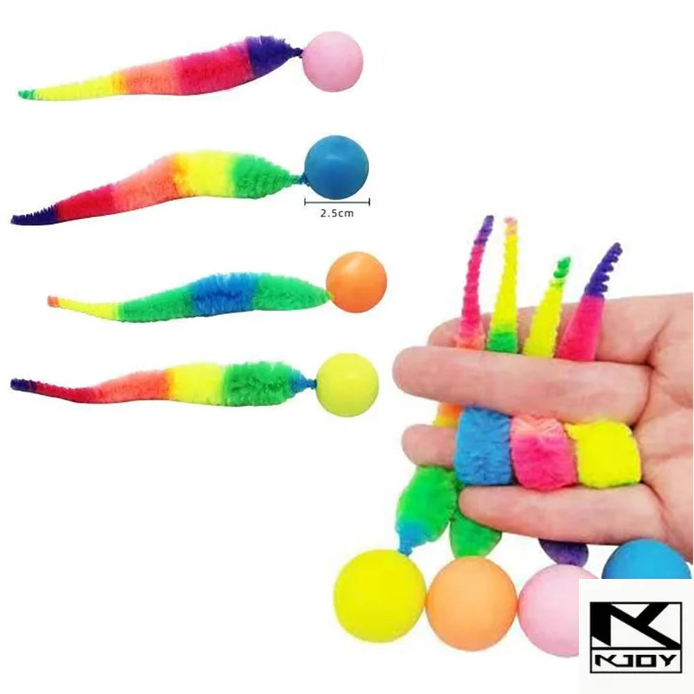 Kkjoy Pet Interactive Cat Toy Color Caterpillar Elastic Bouncing Ball Indoor Teasing Puzzle Supplies