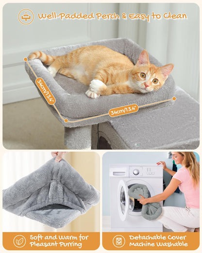 30" Cat Tower, Small Cat Tree with 2 Condos for Indoor Cats