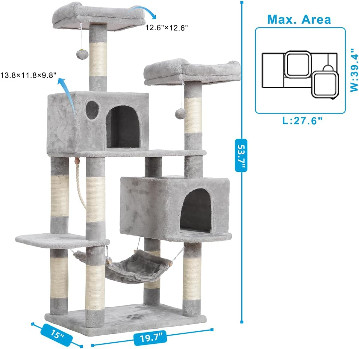 Cat Tree Tower with Sisal Scratching Posts, Big Condo, MPJ020W