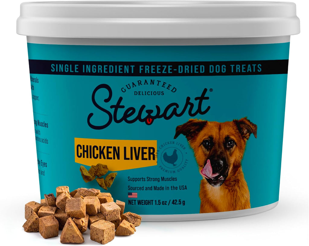 Freeze Dried Dog Treats, 100% Chicken Liver, 1.5 Oz Tub