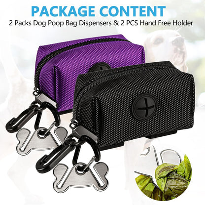 Dog Poop Bag Dispenser Holder Soft Waste Bags Roll Holders,2P Purple&Black