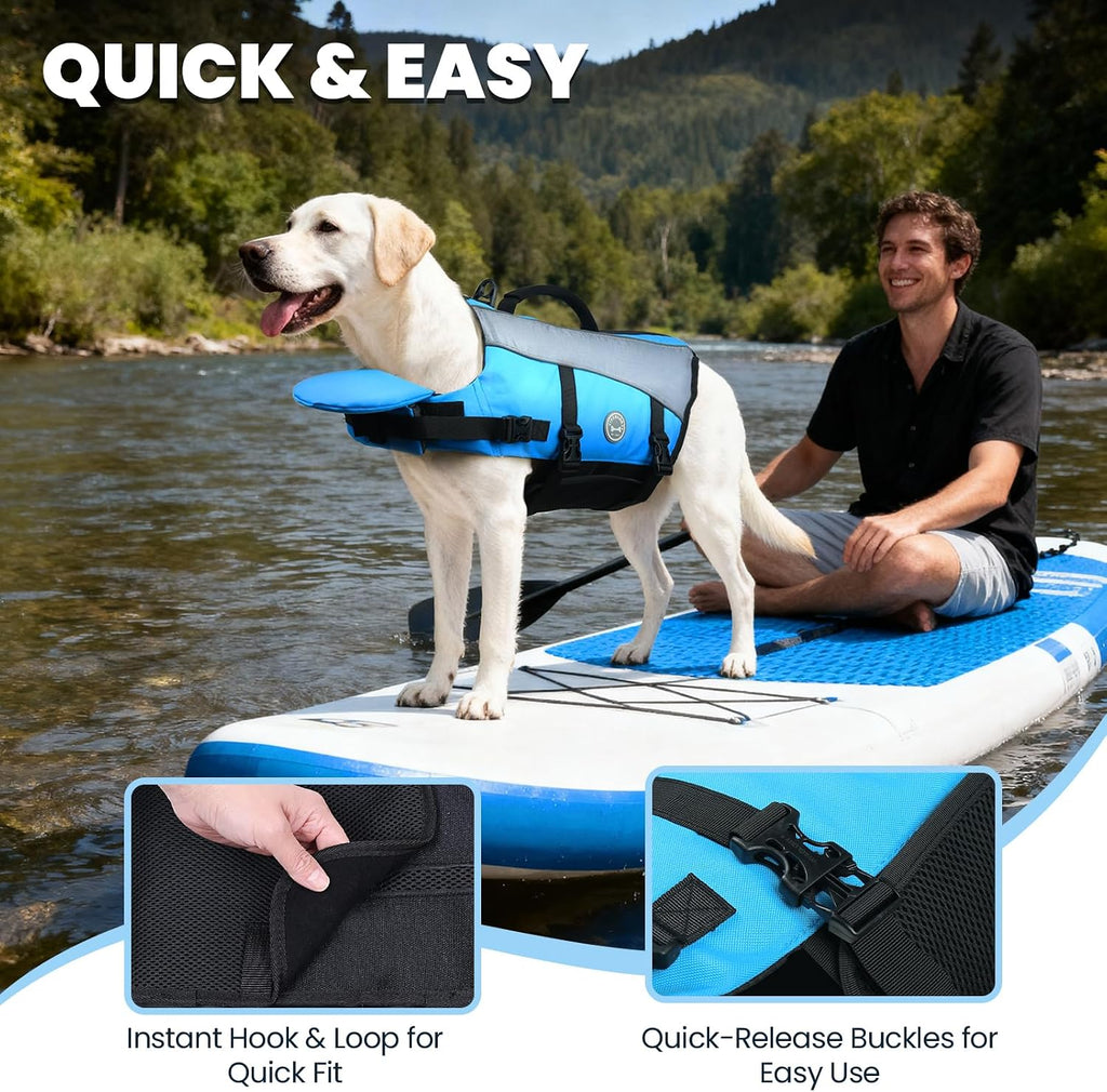 Dog Life Vest Front Float Dog Swim Vest, XS, Blue