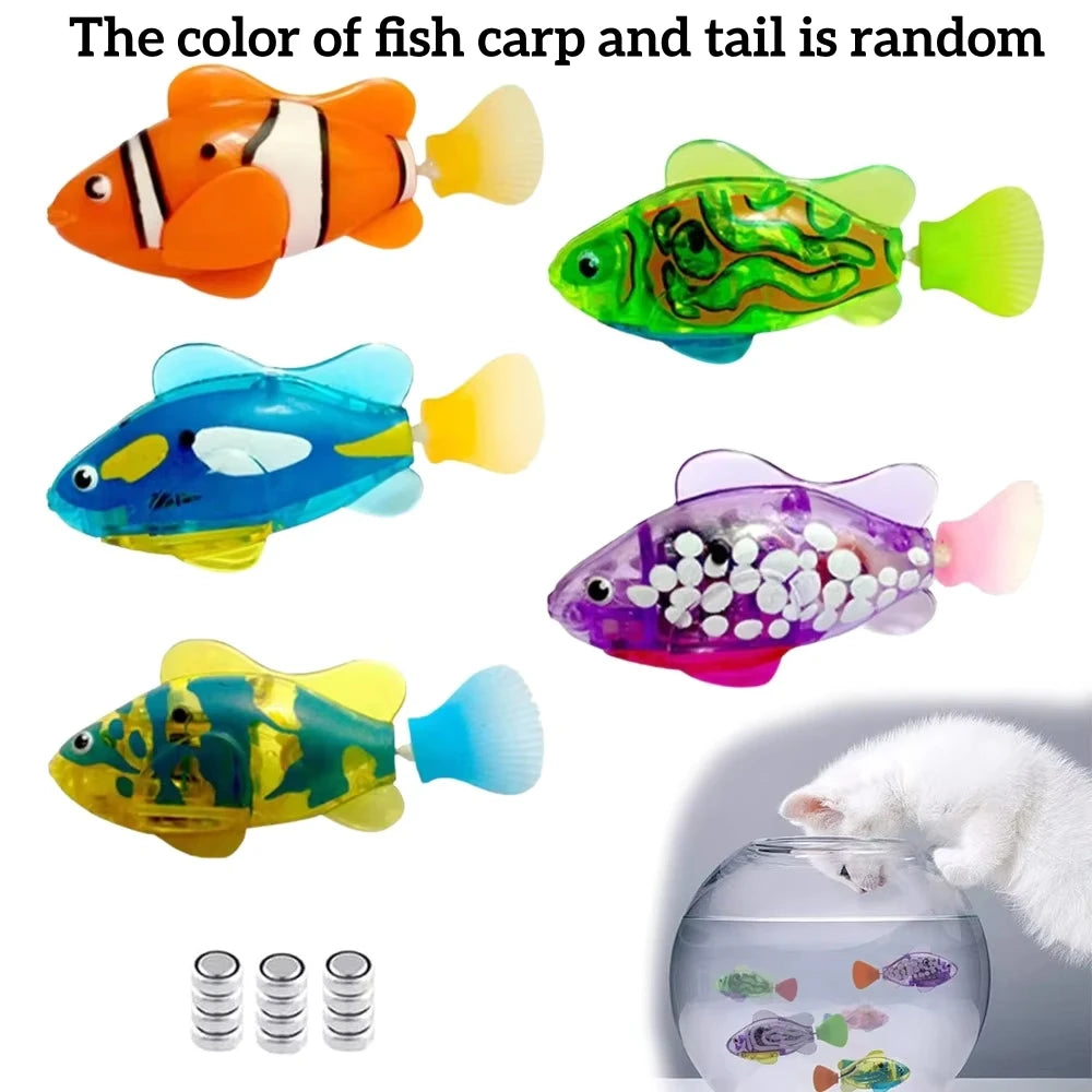 Cat Toys LED Inductive Interactive Swimming Robot Fish Toy Glowing Electric Fishs Stimulate Kitten Hunting Instinct Pet Fish Toy