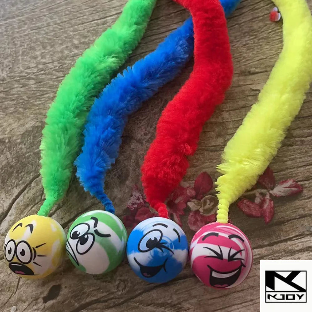 Kkjoy Pet Interactive Cat Toy Color Caterpillar Elastic Bouncing Ball Indoor Teasing Puzzle Supplies