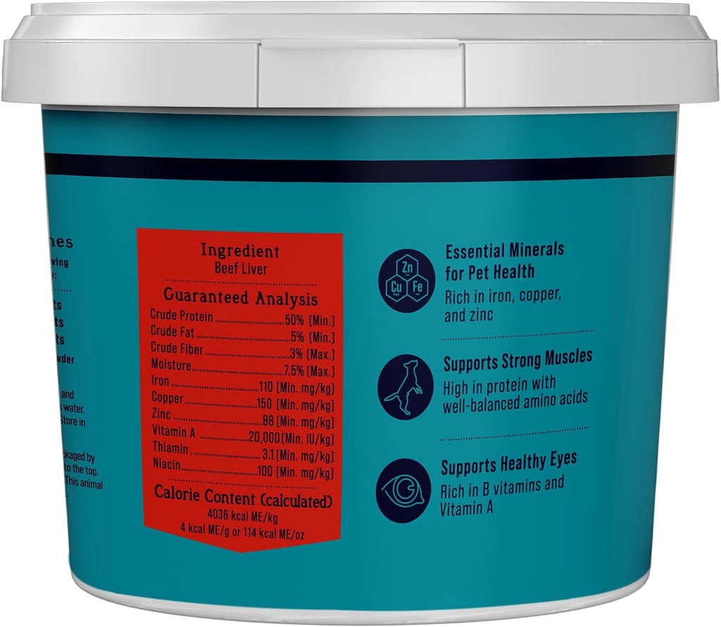 Freeze Dried Dog Treats, 100% Beef Liver, 14 Oz Tub
