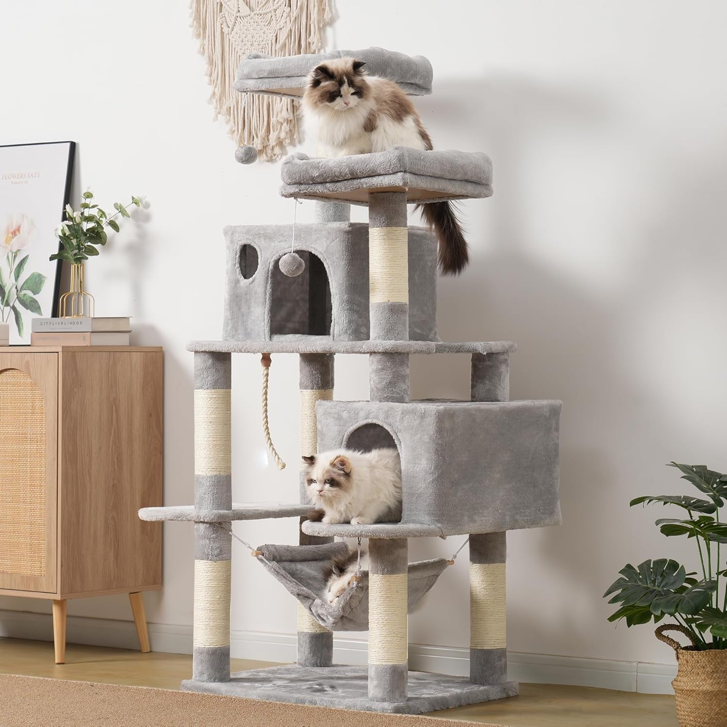 Cat Tree Tower with Sisal Scratching Posts, Big Condo, MPJ020W